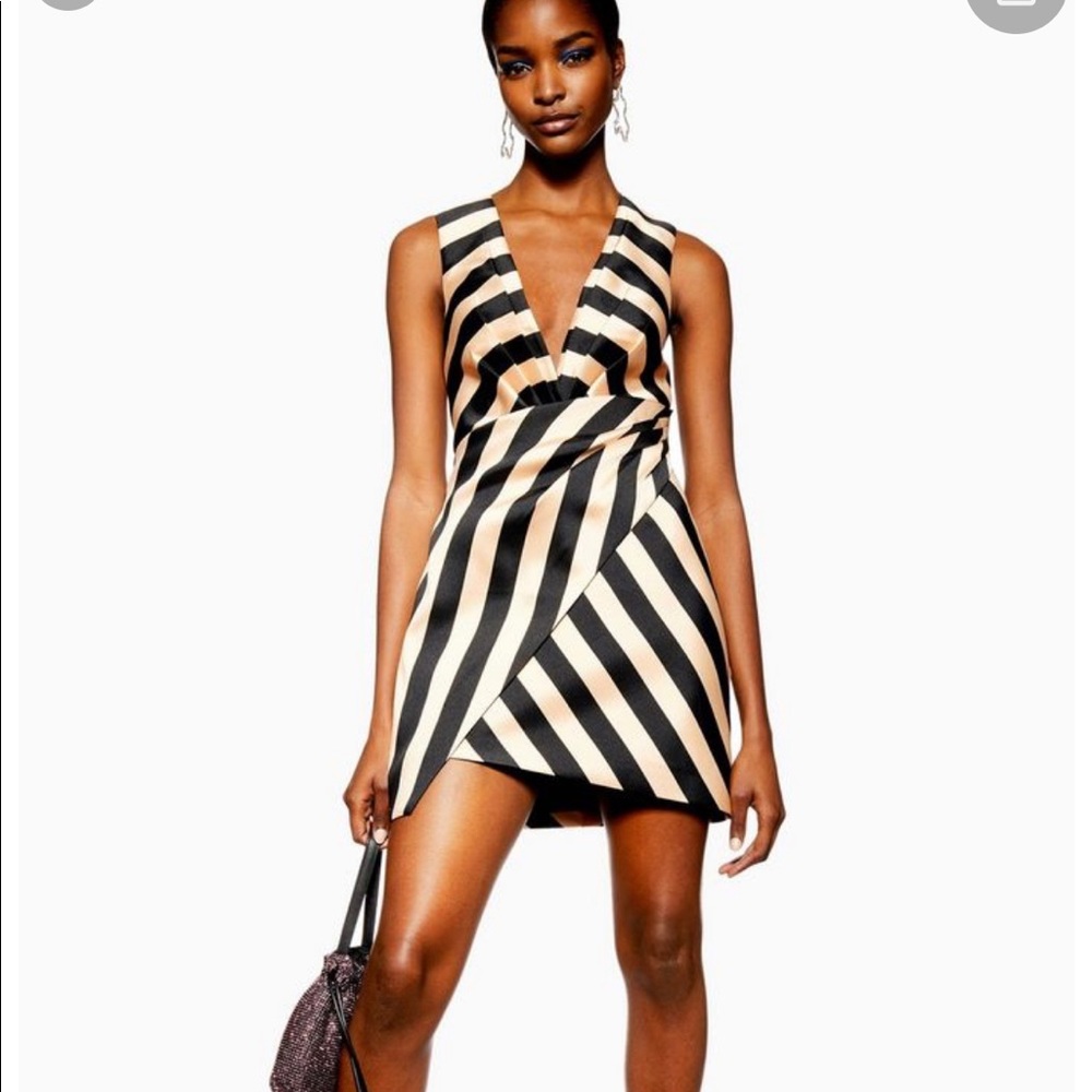 Topshop Stripe Wrap Structured Minidress 8